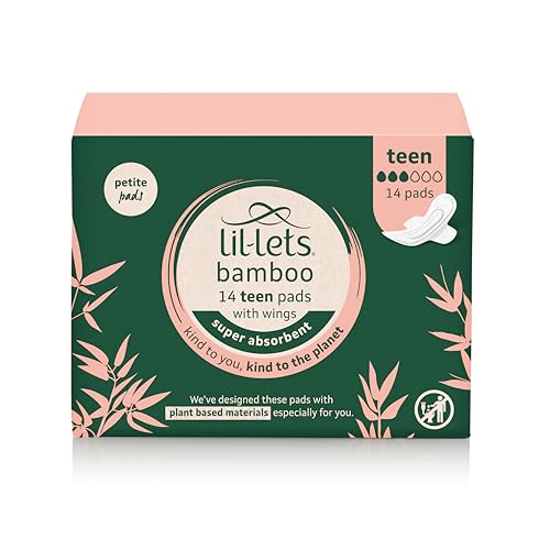 Lil-Lets Teens Bamboo Day Pads X 14, Petite Towels/Pads for Girls & Teenagers, with Wings, Plant Based Materials, Contains Sustainable Bamboo, for Light to Medium Flow