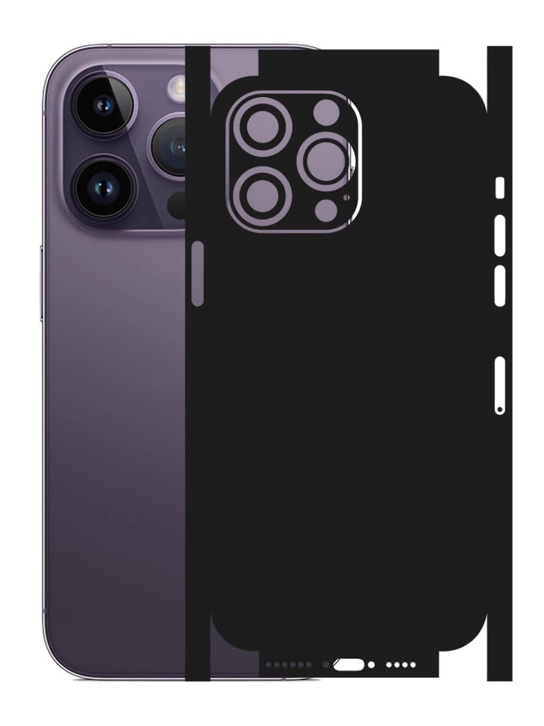 AtOdds - Compatible for iPhone 14 PRO MAX - Mobile Back Skin Sticker - Lamination - Rear Screen Guard Protector Film Wrap (Coverage - Back+Camera+Sides) (Design - Matte Black)-image-30