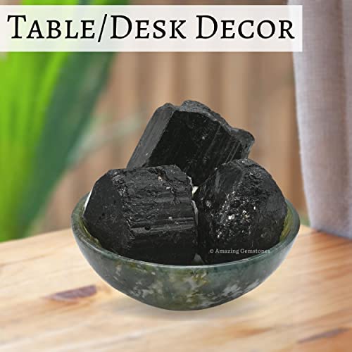 Image of Amazing Gemstone Genuine Black Tourmaline Crystals Stone Raw Protection for Healing, Natural Rocks for Tumbling - Turmalina Negra Original (2 Pieces)