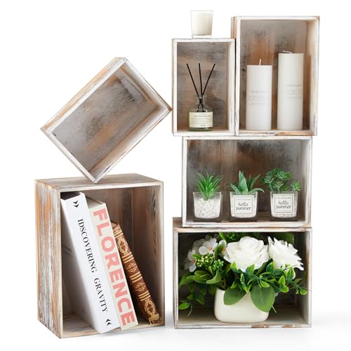 Juexica Set of 6 Farmhouse Wooden Crate Antique Wood Crates