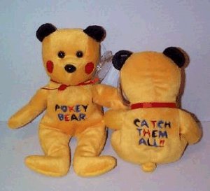 CELEBRITY BEAR STAR #55 POKEMON,POKEY BEAR ORIGINAL 1999 BEANIE