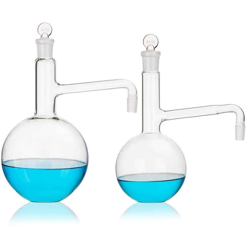 Morbio in vetro borosilicato ad alto contenuto, Boccette for distillazione in vetro borosilicato da laboratorio Fondo tondo Fondo piatto 100 250 500 mL(24X24-100ML)