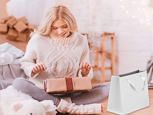 20 Pcs White Kraft Paper Gift Bags 12.5 x 11 x 4.5 Inch Gift Bags Bulk with Handles for Retail Bag, Party Favor Bag, Birthday Gift Bag, Merchandise Boutique Retail Bags