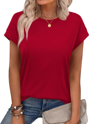 Image of Alaroo Womens Summer Tops Short Sleeve Shirts Crew Neck Cute Trendy Tunic Blouses (S-3XL)