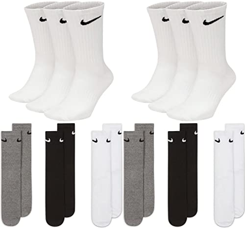 NIKE 6 Paar Everyday Lightweight Crew SX7676 Tennis Socke weiß schwarz grau, Farbe:weiß weiß/grau/schwarz, Größe:46-50