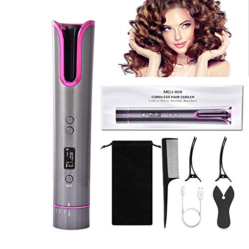 OneV FT Rizador de Pelo, Frecuencia de Visualización LCD Rizador Pelo Automatico,USB Revestimiento de Cerámica y 5 Ajustes de Temperatura Moldeado en 8 Segundos Rizador de Cabello, pere Salón Familiar Cover