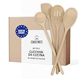 COOKERS MATE - Set 4 Utensili Cucina in Legno di Faggio Fatti a Mano, Non Graffiano - Accessori Cucina Casa e Cucina, Made in Europe - Ideali per Uso Quotidiano e Versatili