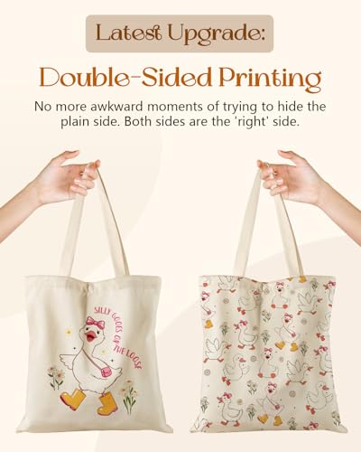 Image of Miss Adola Cute Canvas Tote Bag for Women Girls - Animal Lover Aesthetic Bags with Magnetic Buckle and Zipper Inner Pocket