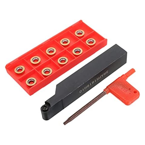 Maizoon CNC Face Milling External Lathe Blade Holder Turning Boring Tool SRAPR1616H10 + 10pcs RPMT10T3MO Carbide Inserts with Wrench DZ12 Cover