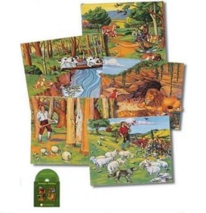 DIY- Aesop's Fables Soft Quiet Felt Book w/ Cd Unassembled & Uncut- Includes- 5 Page Book, 57 Figures, Cd, Literature