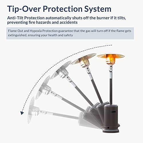 Belleze 48,000 Btu Outdoor Propane Heaters Outdoor, Csa Certified Outside Heater With Safety Auto Shut Off Valve, Piezo Ignition System, Wheels For Portable Mobility, Hammer Finished - Mocha #TOP3