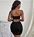 Yunify Cut-Out Bandeau Patchwork Two-Piece Set, Spaghetti Strap Crop Top and Bodycon Mini Skirt, Black and White (black, x-small)
