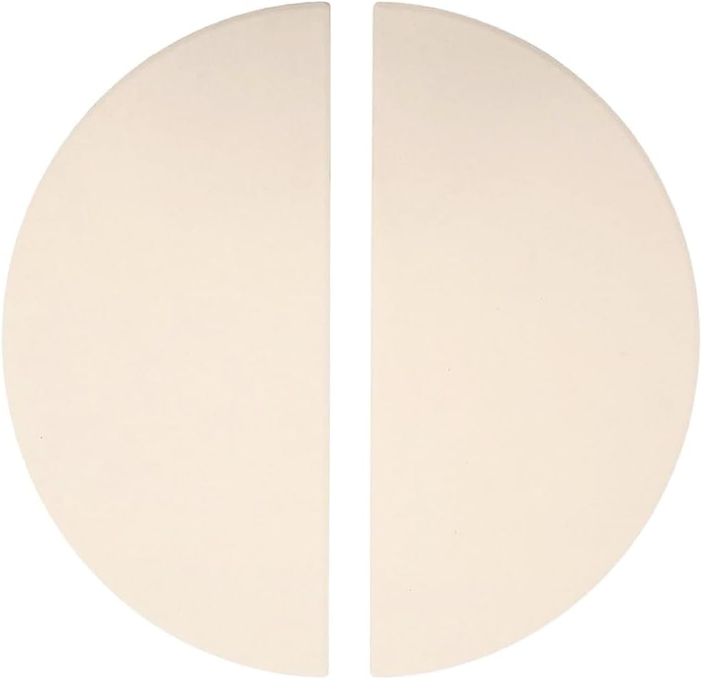 S0Z198 (2-Pack) 19.8 Inch Half-Moon Ceramic Heat Deflector Plates for Kamado Joe Big Joe I, II & III