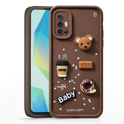 Image of Bintage Case Ball Bear| Donut| Milk Cake| Baby| Coffee Rubber Case Camera Protection Back Cover Compatible for Vivo V17 - Brown