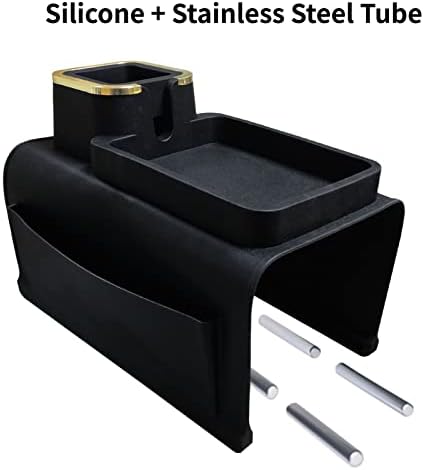 IULONEE Large Capacity Sofa Armrest Tray Anti-Slip Sofa Cup Holder Portable Couch Drink Holder Arm Table Anti-Spill Sofa Arm Tray Silicone Couch Tray with Cup Holder for Couch Arm Recliner (Black)