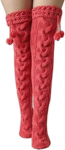 Womens Girls Winter Cable Knit Over Knee Socks Thigh High Long Boot Socks Stocking Leg Warmer