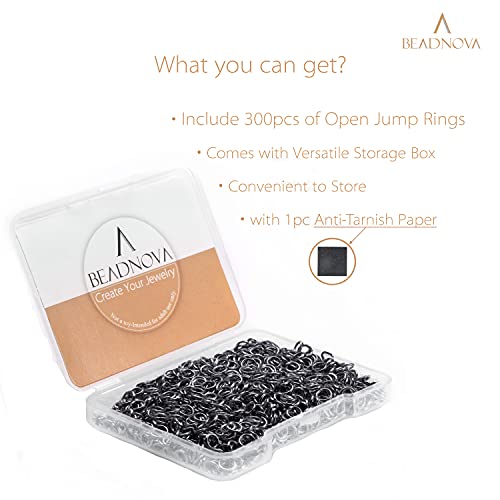 Beadnova 4Mm Gun Black Jump Rings For Jewelry Making Open Jump Rings For Keychains And Necklace Repair (300Pcs) #TOP1