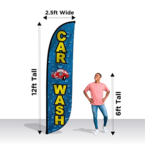 Lookourway Feather Flag - 12Ft Tall Advertising Flag Banner For Business And Events Promotion - Flag Only - Car Wash, Water Drops (10M1200109) #TOP2