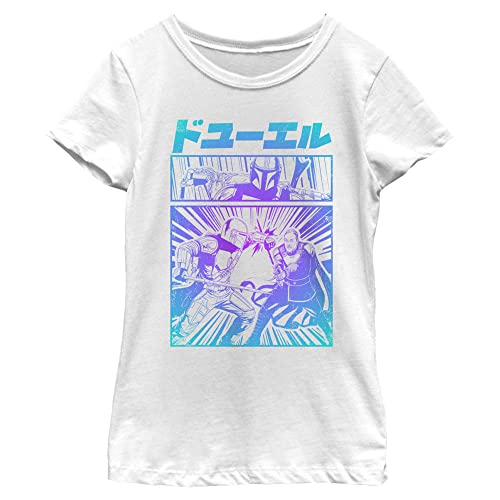 T-shirt Star Wars Mandalorian fille blanc imprimé manches courtes S