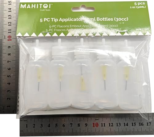 MAHITOI™ Ultra-fine Tip Applicator Bottles, Clear, for storing & applying craft supplies & mediums like glitter, glue, paint, stains, inks - Creative Crafter (5, CT1007, Round, 30, Milliliters) - Thumbnail 4