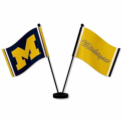 Drapeaux de table Michigan Wolverines pour décorer votre bureau et vos soirées match