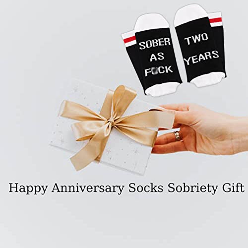 Tsotmo 2 Pairs Sobriety Anniversary Socks Sobriety Gift Aa Na Recovery Socks Sober As Encouragement Gift (2 Year F) #TOP4