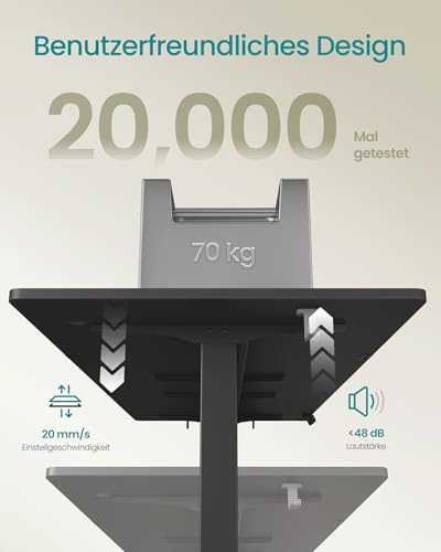SONGMICS Höhenverstellbarer Schreibtisch elektrisch, 180 x 80 cm, Memory-Funktion mit 4 Höhen, USB-C-Anschluss, tintenschwarz LSD138BZ01