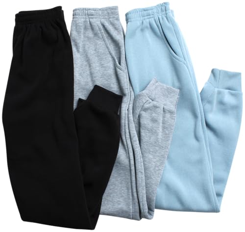 Image of Coney Island Girls' Active Sweatpants - 3 Pack Soft Fleece Athletic Performance Joggers for Girls with Pockets (Sizes: 5-16)