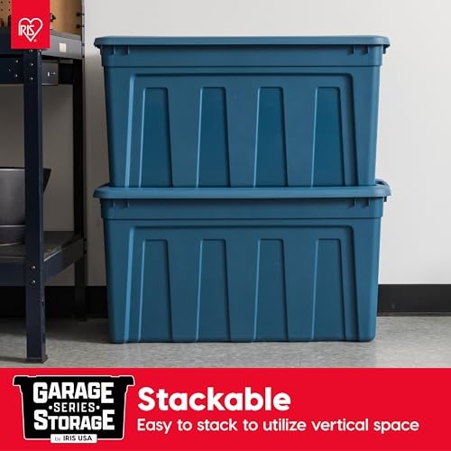 IRIS USA 20 Gallon Eco-Friendly Heavy Duty Storage Totes with Easy-Grip Handles, 4 Pack - Large Bins with Lids Garage Organizing Tubs, Durable Stackable Utility Containers, Made in USA - Navy - Image 6