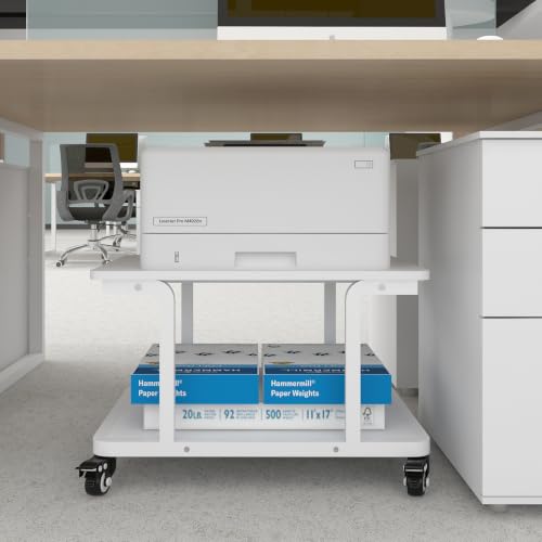 Image of Natwind 2 Tier Laser Printer Stand,24''x20'' Under Desk Printer Cart, White