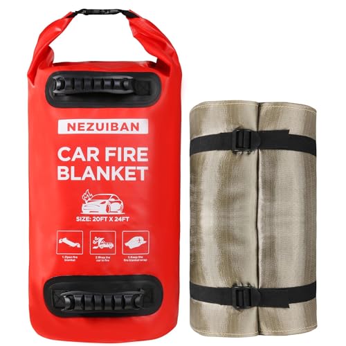 Image of NEZUIBAN 20x24 FT Car Fire Blanket – Extra-Large Fire Suppression for Cars, SUVs & EVs,Emergency Fire Blanket with Waterproof Backpack for Garage, Parking & Public Safety