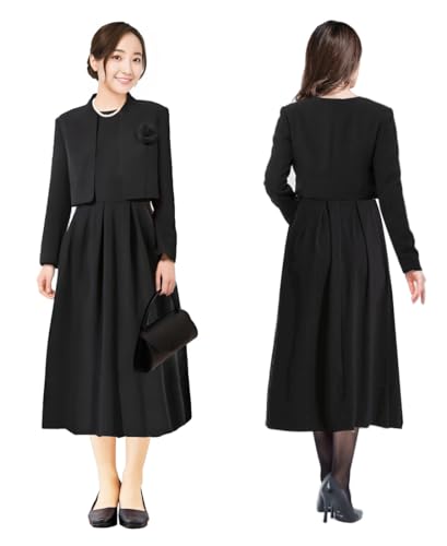 [BEENSR] ブラックフォーマル 喪服 レディース セット 礼服 レディース 喪服 ワンピース ブラック フォーマルウェア 喪服 大きいサイズ アンサンブル 冠婚葬祭 オールシーズン ワンピース ジャケット 2点セット 2枚目