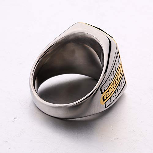 Masop Men's Vintage Stainless Steel Statement Ring Celtic Big Black Stone Band Size 11 #TOP5