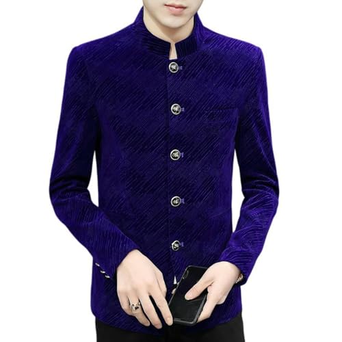 Veste col chinois homme pour le bureau et les sorties blazer Zhongshan slim en polaire sergé