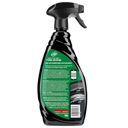 Turtle Wax Wet 'N' Black Tyre Polish for Car & Motorbike, High Shine, Fast Drying Tyre Dressing, Leaves Your Tyres, Car Plastic and Rubber With a Black, Wet-Look Shine That Lasts, 680ml, Pack of 1