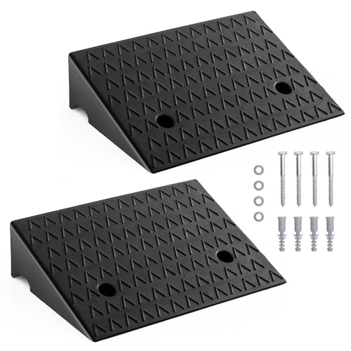 HOMFME - HOMFME 2PCS Rubber Kerb Ramps, 48 x 33 x 13 cm Heavy Duty Threshold Ramps with 4 Expansion Bolts, Portable Curb Ramp Set for Wheelchairs, Cars Vehicles, Motorcycle, 3T Max Load - -10%