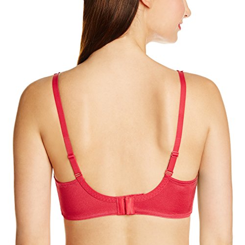 Image of Triumph Minimizer Women Bra Wired Non Padded High Support Big Cup| Visual Bust Reduction Comfort Bra Floral Lace Full Coverage Shapewear Wide Straps & U-Back Support Berry 40G Pack of 1