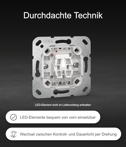 GIRA 310600 Wechselschalter Einsatz IP20 10AX 250V~ I Universal-Aus-Wippschalter für Unterputzmontage I LED Kontroll-Dauerbeleuchtung I… – Ansicht 5