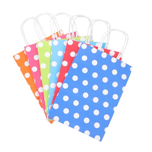 DIKACA 30個 入りカラフル水玉模様 バッグ 手提げ付き軽量再利用可能紙製包装袋 お菓子やミルクティー収納に パーティー誕生日クリスマス
