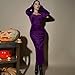 Velvet Slim Fit Dress for Women, Long Sleeve Sweetheart Ruched Fishtail Long Dresses Formal Party Fashion Gowns Purple