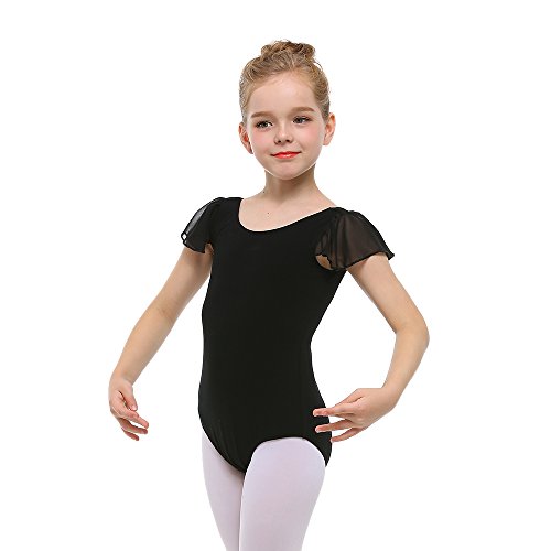 Stelle Girls Ruffle Short Sleeve Leotard For Dance, Gymnastics And Ballet (Black, 2-3T) #TOP1