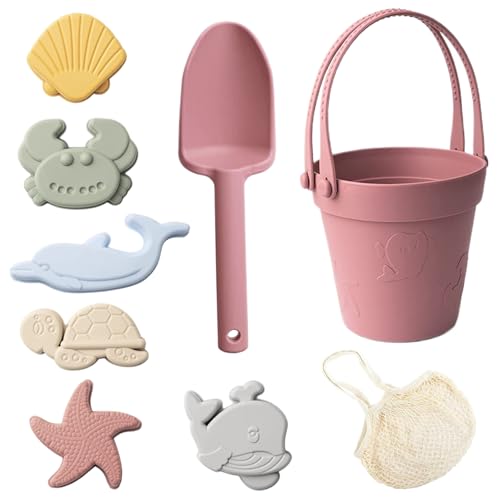 Jouets de sable en silicone haut de gamme avec seau et boîte de voyage