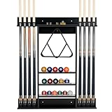 FANTASK Billard Queue Halter für 8 Queues & Billardzubehör, Billardständer Wandmontage, 3-stufig Billardqueueständer für Bars Clubs Spielzimmer (Schwarz)