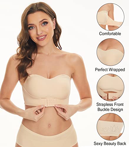 Strapless Bras For Women Front Buckle Lift Bra Wire-Free Anti-Slip Invisible Push Up Seamless Detachable Straps Bandeau #TOP2