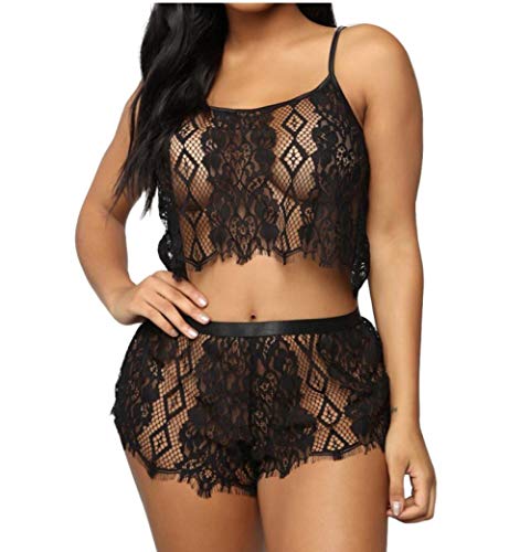 Lingerie grande taille sexy en dentelle transparente avec soutien-gorge et slip pour femme