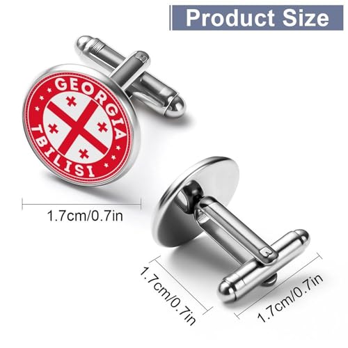 Georgia Tbilisi Flag Cufflinks Cuff Links for Men, Shirt Buttons Cuff Links Set Accessories 1.7cm3