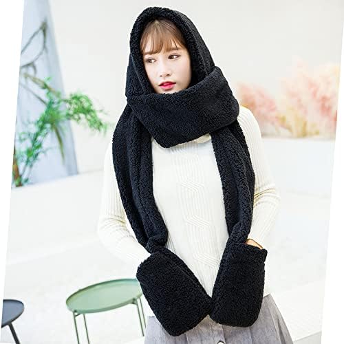 Super Soft Fleece Women’s Hooded Scarf & Hat W/Glove Pockets - Image 2