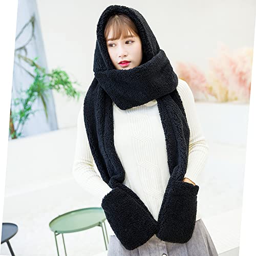 Super Soft Fleece Women’s Hooded Scarf & Hat W/Glove Pockets2
