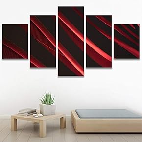 SIGNWIN 5 Panel Canvas Wall Art Abstract Brushstroke...