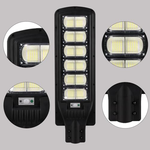 Image of GIGAWATTS 480 LED 180W Solar Street Light with Remote Control High Power 25Ah Battery Inbuilt 23W Solar Panel IP65 Water Resistant Outdoor Lamp for Wall Pathway Garden and Patio (1Pc, Cool White)